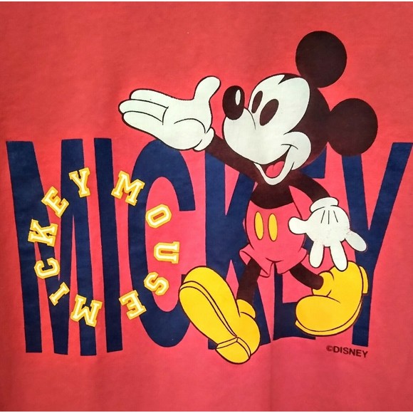 Vtg. T Shirt Disney Mickey Mouse Carolina Connection Rolled Sleeves SZ L Red USA - Picture 2 of 12